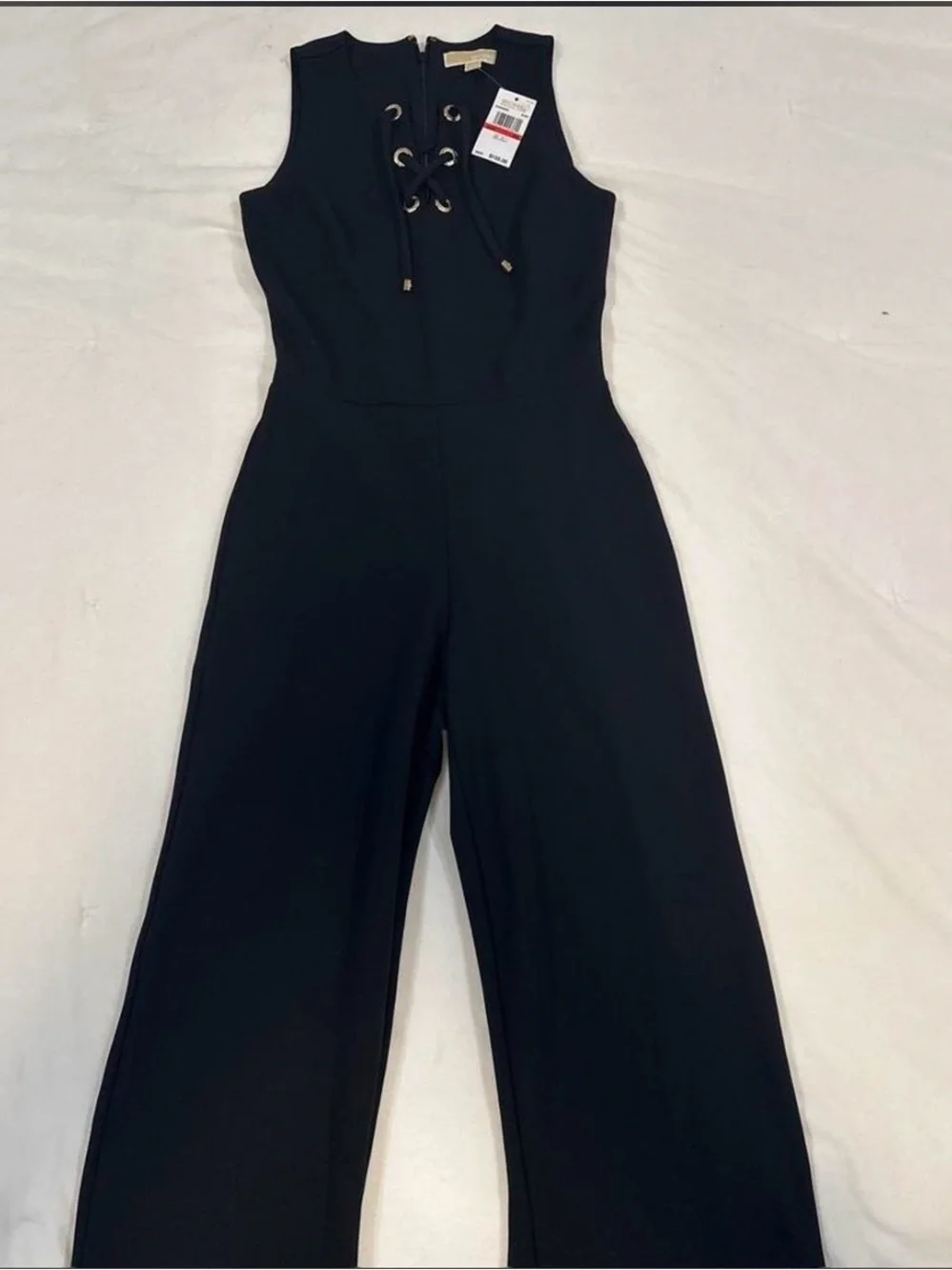 NWT Michael Kors Black Lace-Up Sleeveless Jumpsuit